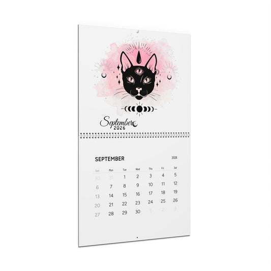 2026 Moon Cat Wall Calendar — Cute Celestial Monthly Planner