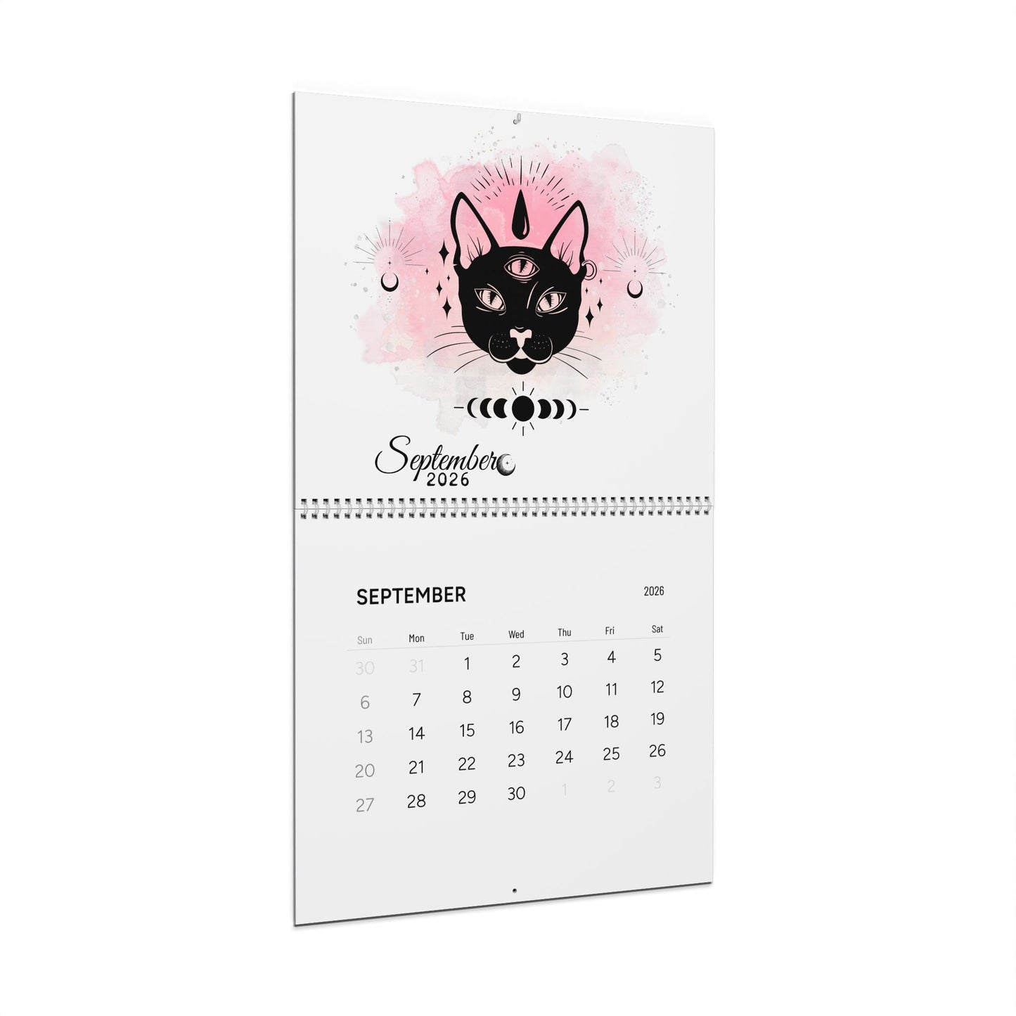 2026 Moon Cat Wall Calendar — Cute Celestial Monthly Planner
